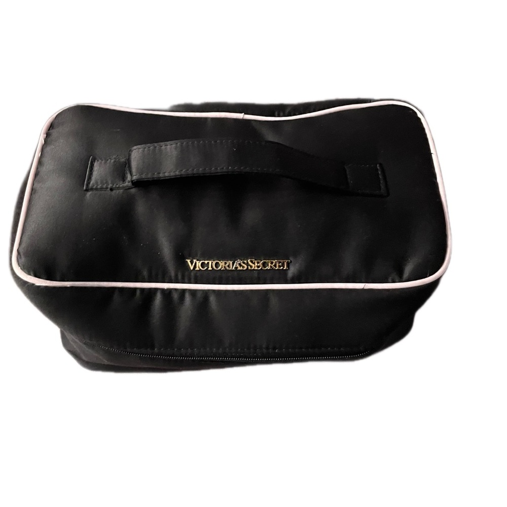 Victoria's Secret Black Cosmetic Bag with Gold Logo